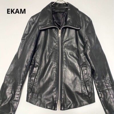 EKAM Leather Jacket Single Black A0933 Riders Jacket Men Size S