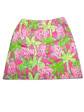 VTG Lilly Pulitzer Pink Elephant Palm Print A Line Lined Skirt Sz 4