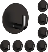 8 Pack Adhesive Hooks Towel Hooks for Bathroom, Stainless Steel Wall Mount Towel