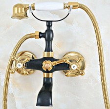 Black Gold Bathtub Clawfoot Faucet Mixer Tap Telephone Handheld Shower Qna466