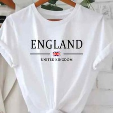 Image of Ladies T Shirt England Flag Print Short Sleeve Womens T-shirt Casual Summer Tops