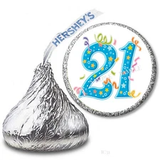 21st Birthday Favors Hershey Kiss Labels Twenty One Birthday Candy Wrappers