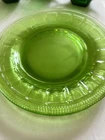 4  'Colonial Fluted’ ‘Rope’ Green Depression Glass Luncheon 8.5” Plates.