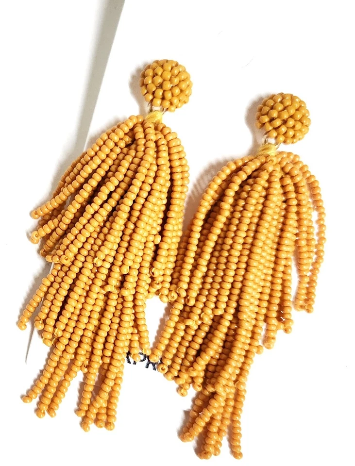 Pendientes colgantes Express con borla en capas con cuentas musgo antiguo 942 latón amarillo nuevos con etiquetas Foto 4 de 4