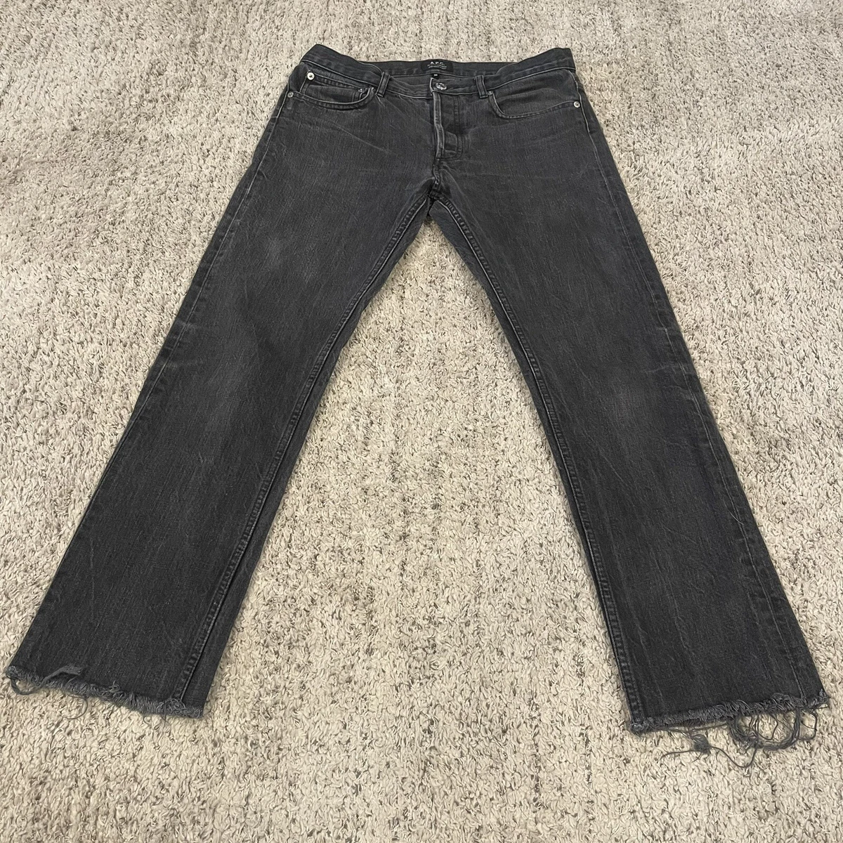 Petit Standard Selvedge 30 Black Button-Fly Denim Jeans Raw Hem Unisex | eBay