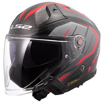 LS2 OF603 Infinity II Urus Motorcycle Helmet (Black/Red/Carbon) Size: M (57)
