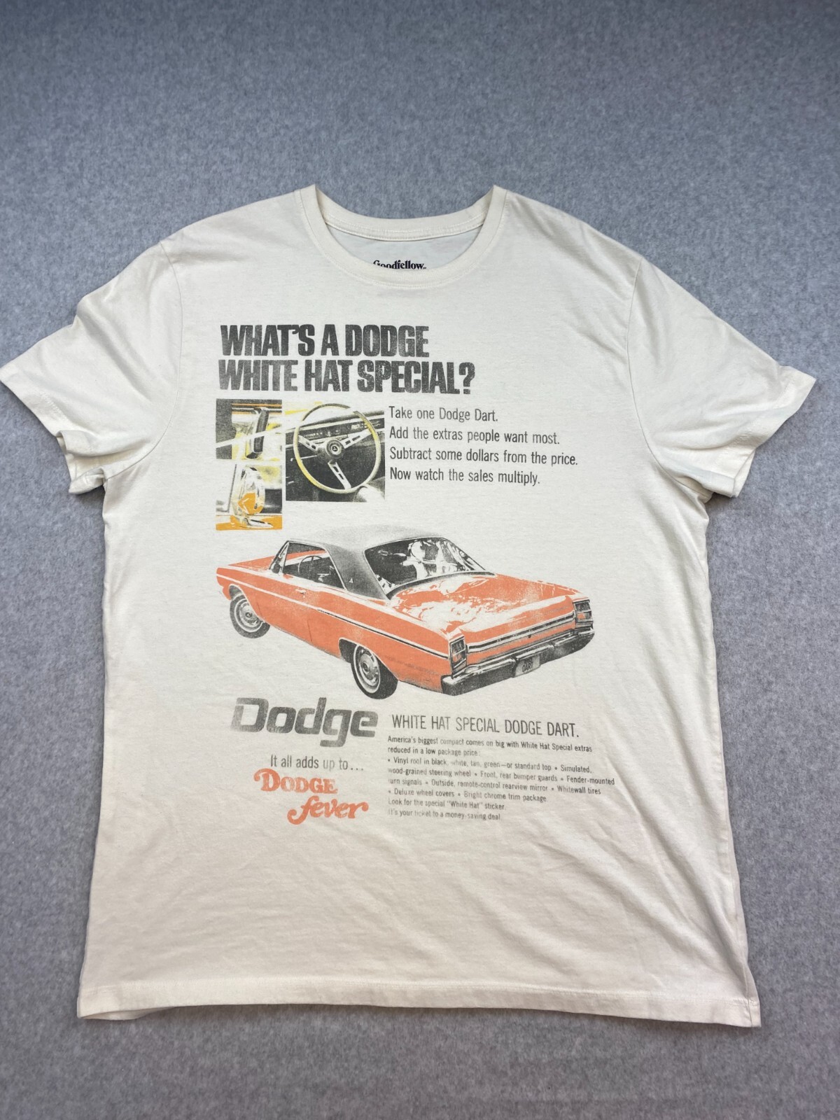 Goodfellow White Dodge Classic Car Shirt Adult L Pullover Casual Cars Racing eBay
