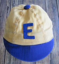 Vintage Cap Hat "E" 7 1/8 Collegiate MFG Ames Iowa Yellow Blue College Baseball