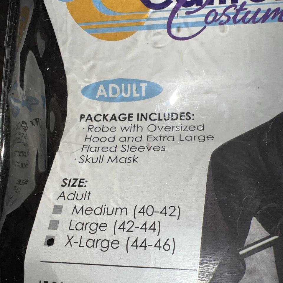 NEW DELUXE ADULT GRIM REAPER COSTUME ROBE HOOD, SKULL MASK  X-LARGE - Image 2 of 3