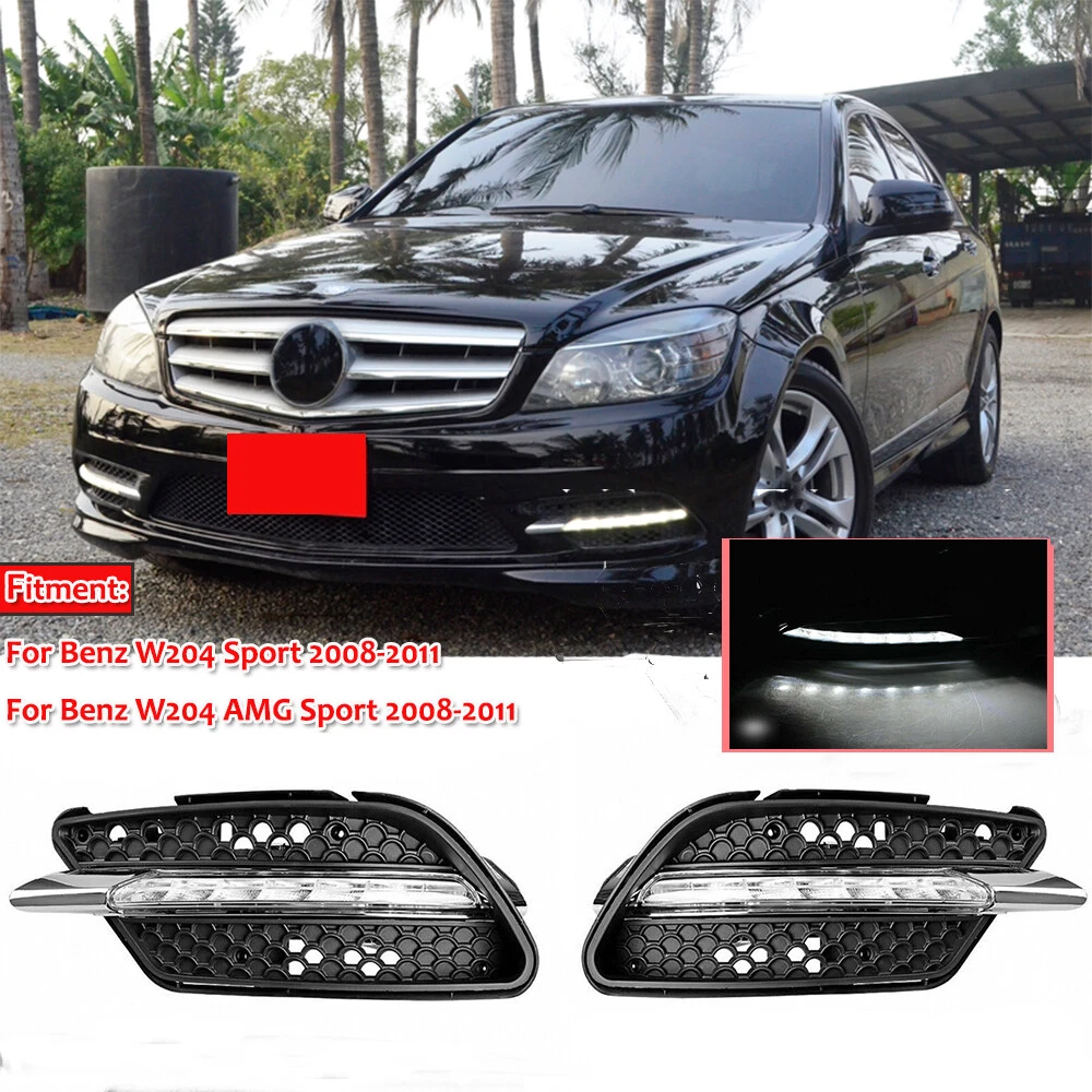 Pair LED Fog Lamp DRL Daytime Running Light For Benz W204 C Class