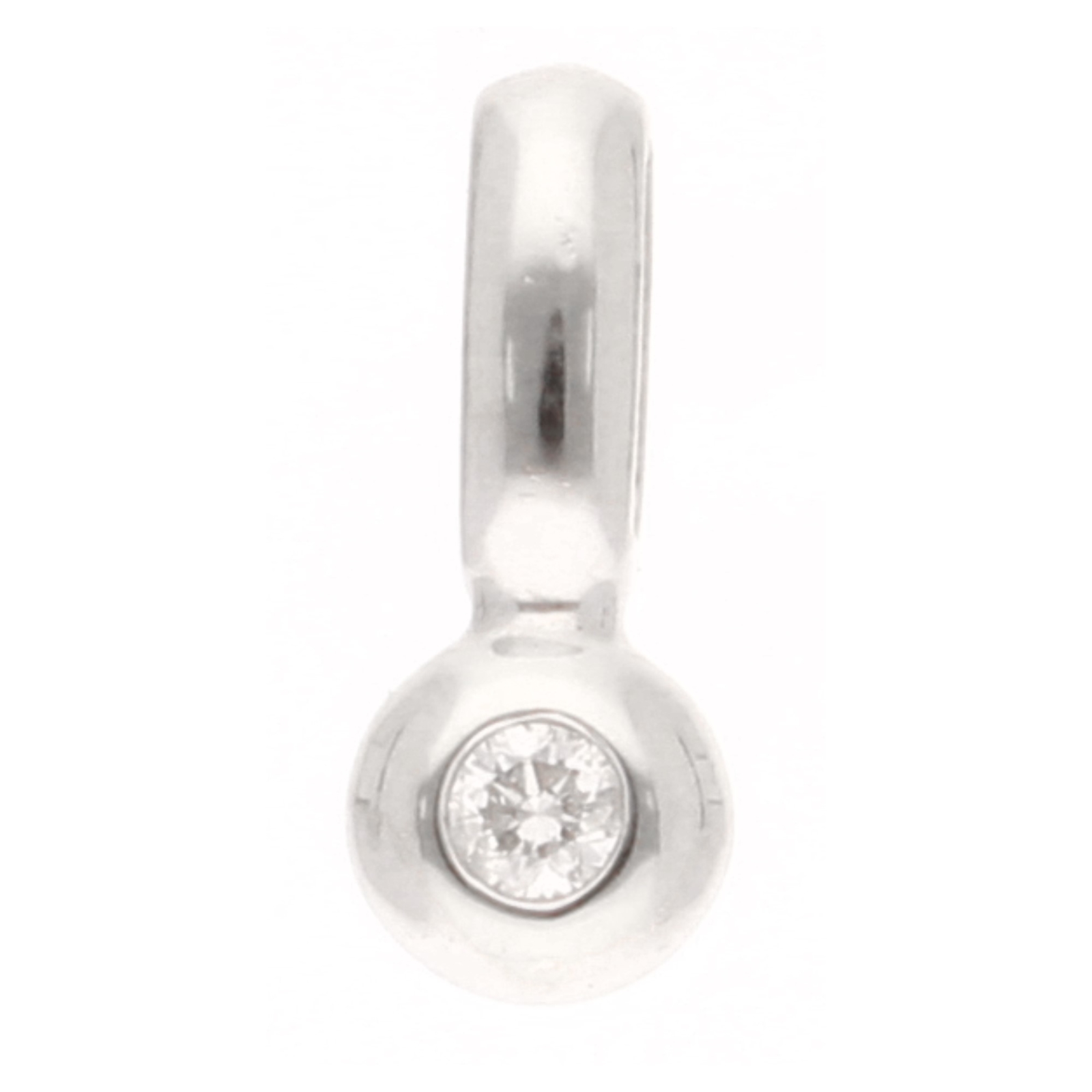 9Carat White Gold 0.05ct Diamond Solitaire Pendant (5.5x14.5mm)
