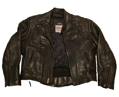 Vintage NEW AGE Black Leather Jacket Sz 42 Racing Motorcycle Vintage NEW AGE Black Leather Jacket Sz 42 Racing Motorcycle