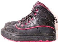 Nike Woodside II High 524876-001 Black/Pink Leather Sneaker Boots Girl's 4.5 Y