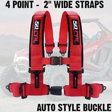 2" 4 Point UTV SXS Harness Auto Style Buckle RZR Teryx X3 Talon YXZ1000R - RED