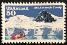 1991 Scott #C130, 50&cent;, AIRMAIL - ANTARCTIC TREATY ARMS  - Single - MINT NH -