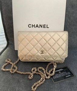 chanel wallet on chain gold