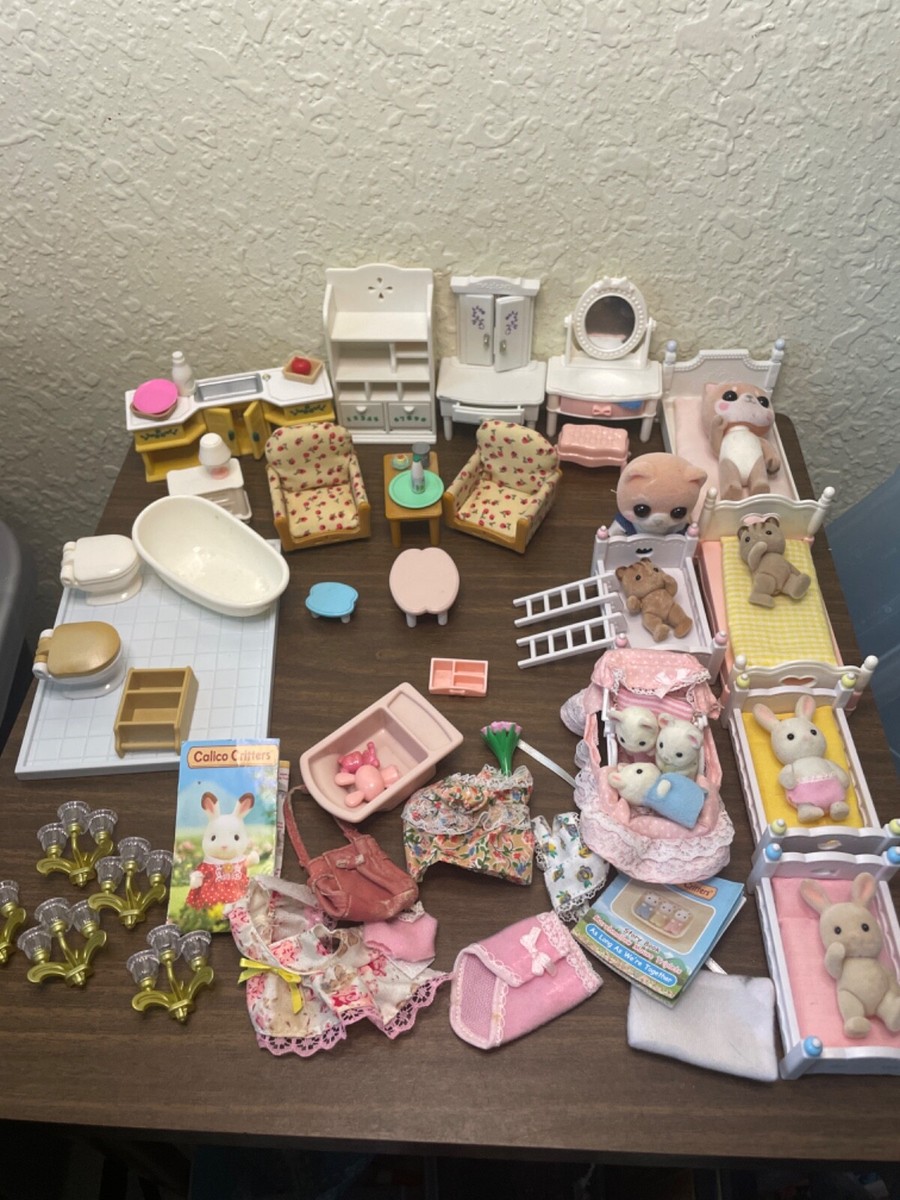 Calico Critters Large Lot Figures, Furniture and accessories, over 50  piece