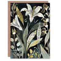 Lilie Blumen Dunkel Stilisiert Floral Geburtstagskarte