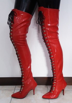 red latex boots