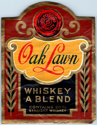 1920s-30s Oak Lawn Whiskey A Blend Label WL2