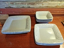8 pc Brianna Square Dinnerware ~ 2 Dinner Plates, 3 Salad Plates and 3 Bowls