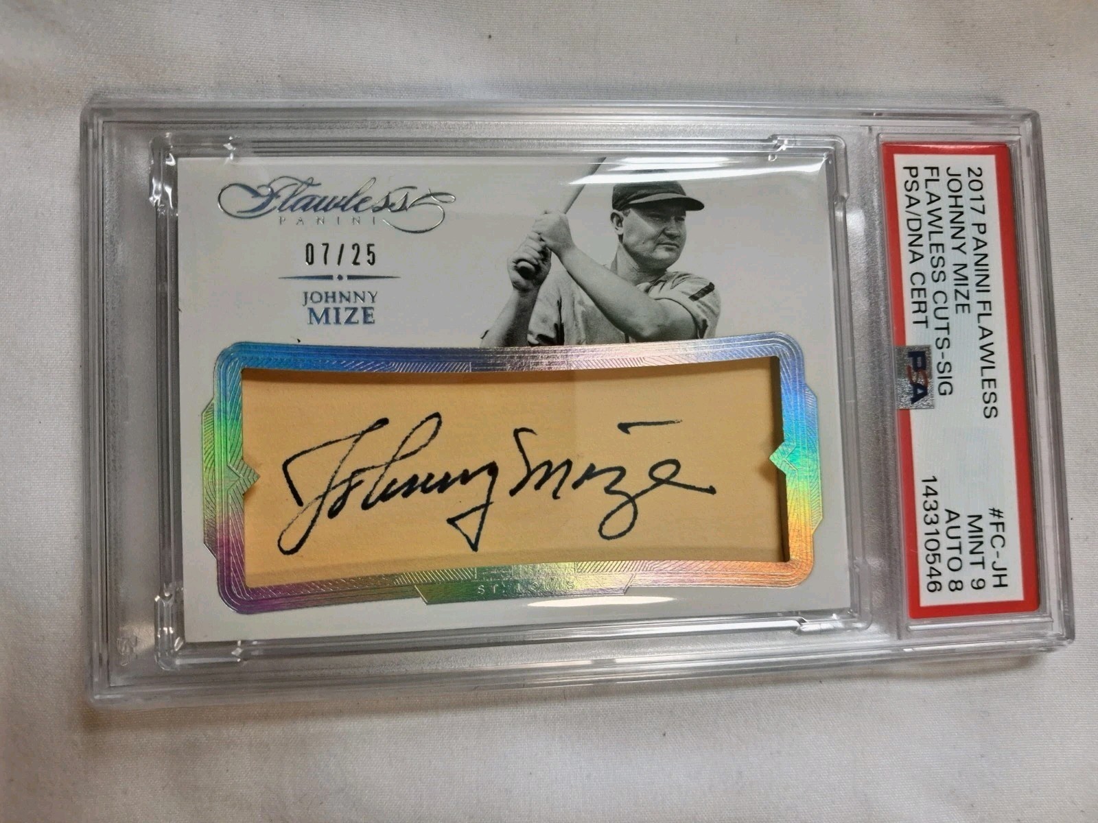2017 Panini Flawless Johnny Mize FLAWLESS CUT AUTO 7/25 #FC-JH SSP PSA 9 POP 1 view 1