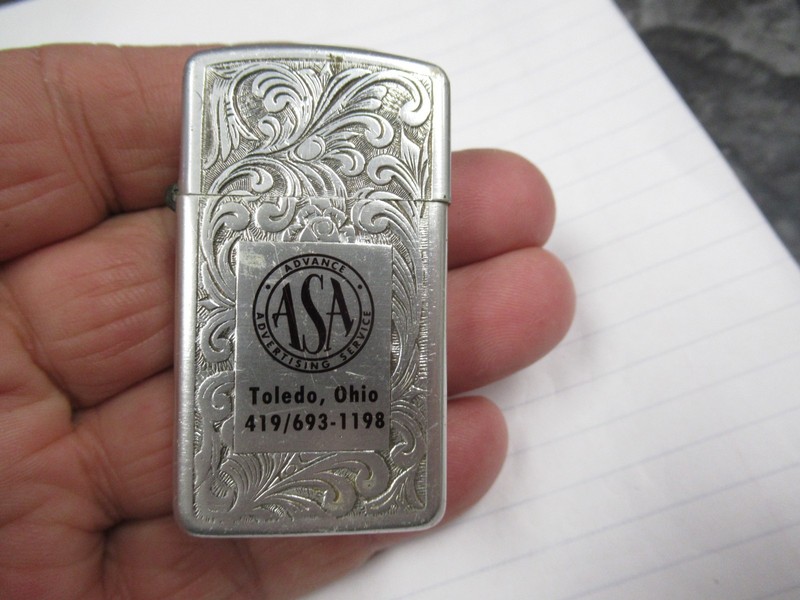 Vint USA Park Advance Advertising Service Toledo Ohio Aluminum Scrolls Lighter