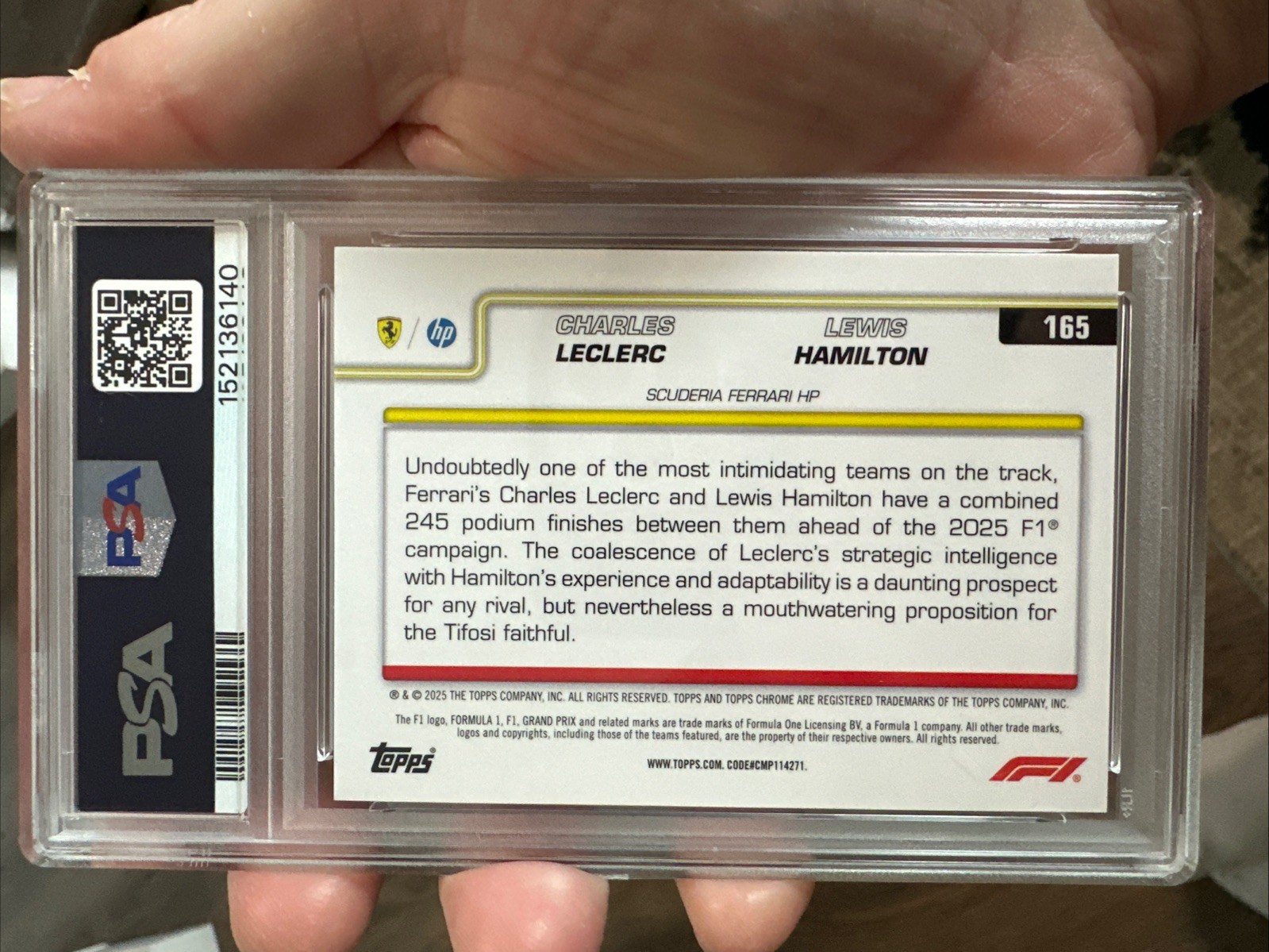 2025 Topps Chrome F1 #165 Leclerc /Hamilton Black&White Checker Flag PSA 9