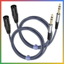 2 Pack 1/4 TRS to XLR Male Balanced Audio Cable 3Ft Heavy Duty Braided