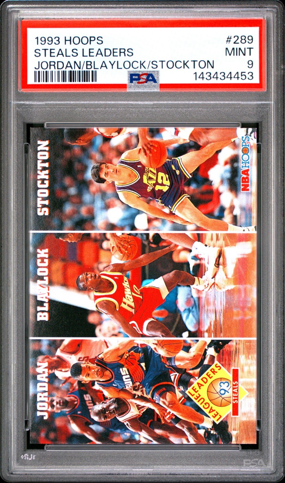 MICHAEL JORDAN JOHN STOCKTON 1993 Hoops #289 PSA 9 MINT + COUPON + FREE SHIPPING view 3