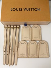 Authentic Louis Vuitton Natural Vachetta Name Tag 5 pc w/ Box  Clasp France   