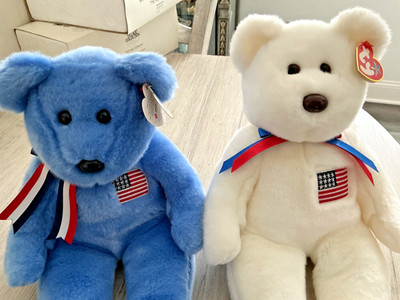 Ty Beanie Buddies Lot of 2 ~Amercana July 4th American flag
