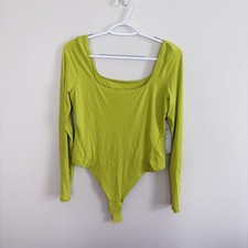 NWT Lululemon Bodysuit Wundermost Square-Neck Lichen Lime Green Nulu Size L