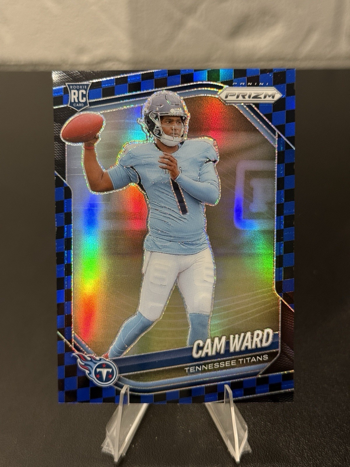 CAM WARD Rookie BLACK & BLUE CHECKERBOARD 2025 Prizm Refractor #352 SP TITANS