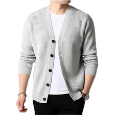 Men's Knit Cardigan Sweater Autumn Winter Casual Button Warm Knitwear Jacket