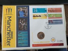 2002 Manchester Commonwealth Games England BU £2 Coin & Stamp Cover