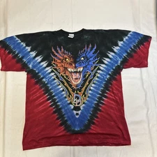 Vintage 90s Dueling Dragons Tie Dye T Shirt XL Universal Studios Choose Thy Fate