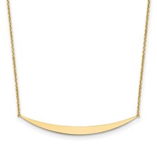 14k Yellow Gold Polished Curved Bar Pendant Necklace 18" w/ 2in ext. 2.12gm