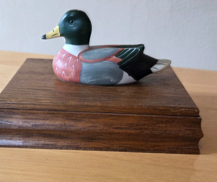 Unbranded All Natural Wood Duck Trinket Keepsake Desk Organizer