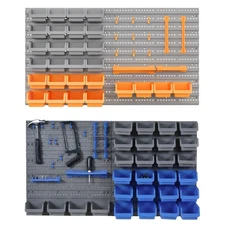 DURHAND 44-pc Wall Mounted Pegboard Tool Organizer Rack Kit w/ Storage Bins