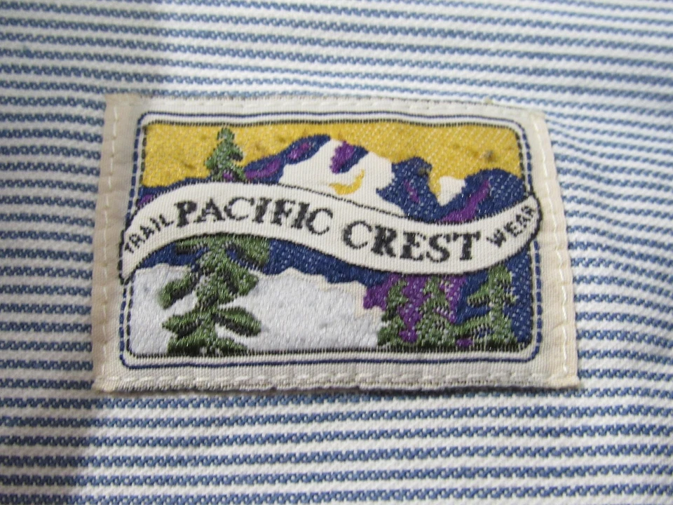 Pacific Crest Shirt Mens XL Blue White Striped Long Sleeve Button Up Two Pocket - Image 2 of 4
