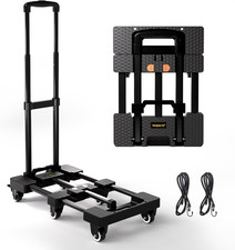Folding Hand Truck 500Lbs, Portable Heavy Duty Dolly Cart, 6 Wheels Collapsible