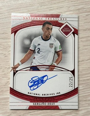 2022 National Treasures World Cup Sergino Dest 22/25 Autograph On Card USA