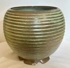 Vintage Pottery FRANKOMA 70 Footed Bowl Planter Pot Brown Green MCM