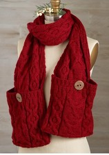 Pocket Scarf 100 Merino Wool Knitted Made in Ireland by Aran Woollen Mills