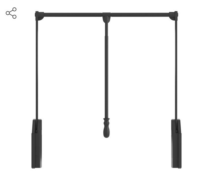 Hardware Resources Black Soft-close Expandable Wardrobe Lift  33"-48" Opening