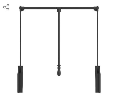Hardware Resources Black Soft-close Expandable Wardrobe Lift  33''-48'' Opening