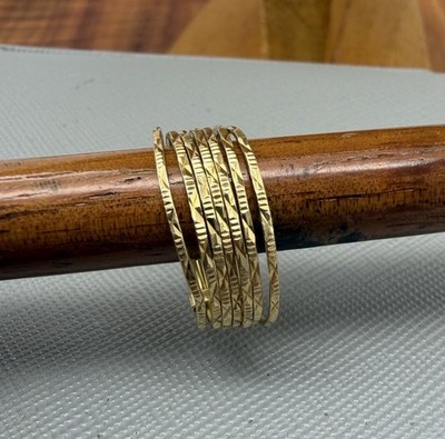 21 Karat massives Gold Vorsteckringe 7 Stück Diamantschliff Größe 7 2,97 g