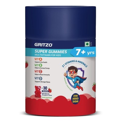 Gritzo Super Gummies Multivitamin (7+y Kids) (Strawberry Flavour, 30 Gummies)