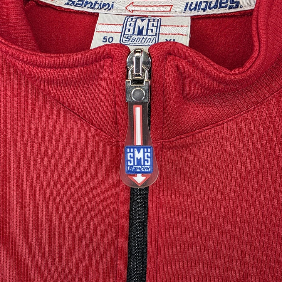 Santini SMS Cycling Jersey Mens XL 50 Red Full Zip Long Sleeve Made Italy - Image 2 of 4